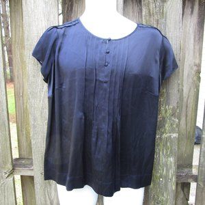 Talbots Women’s Blue Short Sleeve 100% Silk Blouse Size 14 Women's Petite